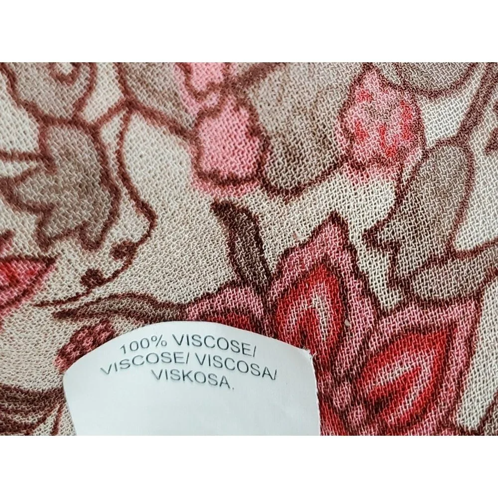 Lucky Brand Womens Blouse Long Sleeve Button Up Red Pink Floral Medium 7W44888 - Picture 7 of 8